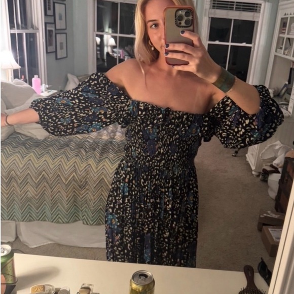 Free People Black Off-Shoulder Floral Maxi Dress - Picture 4 of 4